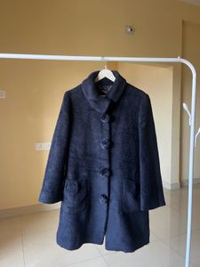 Elegant Navy Blue Wool Coat