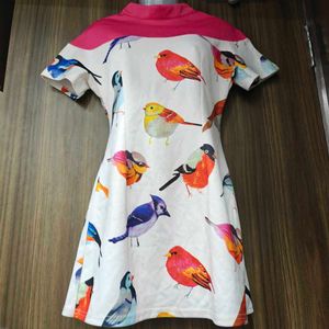 Bird Print Casual Dress