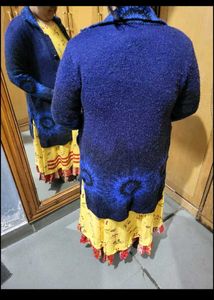 Stylish Blue Knitted Cardigan long coat jacket