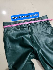 Green Faux Leather Pants Free Size for 30 32 34