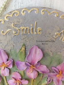 Hand Sculpted Vintage Floral Iris Wall Hanging Art