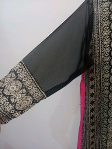 Black Sheer Kurta With Embroidery