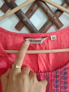 Avaasa Coral Embroidered Yoke Kurta
