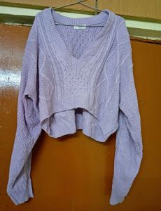 Korean Lavender Cropped Sweater