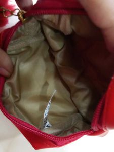Red Cosmetic Bag with Pom-Pom