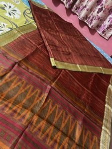Maroon Saree with Green Border