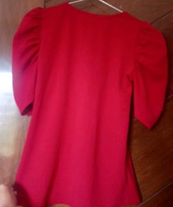 Deep Red Puff Sleeve Top