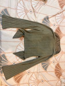 Olive Green Fur Trim Cardigan