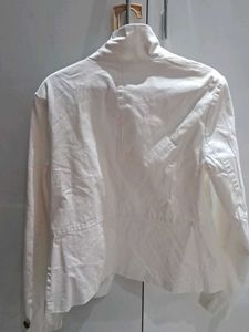 White Blazer with Mandarin Collar