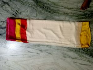 White.Pink And Yellow Saree