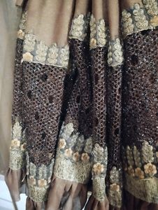Brown &amp; Gold Embellished Fabric