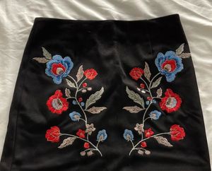 Embroidered Floral Black Top