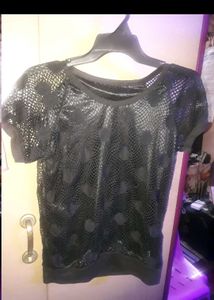 Mesh Top with Polka Dots