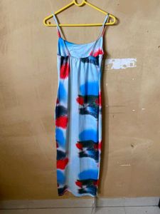 Abstract Side Slit Midi Dress