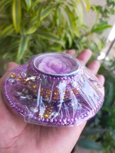 Purple Rose Candle Holder