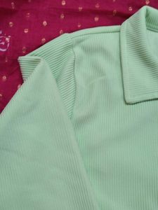 Fluorescent Green Ribbed Shirt