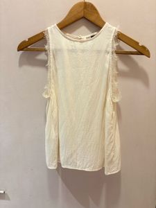 MANGO Beautiful Lace Trim Top
