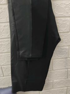 Black Partially Leather Pants