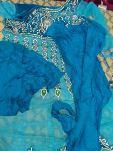 Teal Embellished Salwar Kameez