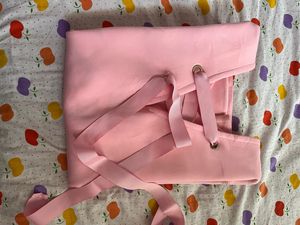 pink puffy pocketed  dress top