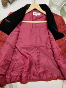 Rust Red Blazer with Velvet Trim