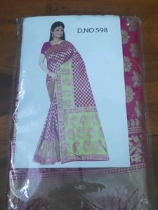 Beautiful New Hot Pink Banarasi Saree With Blouse