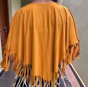 Fringed Mustard Tie-Up Top