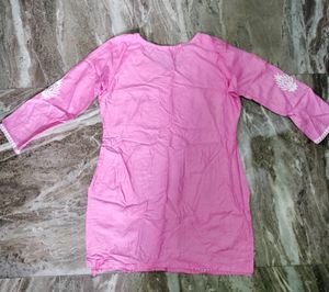 Pinteresty Pink Short Kurti For Women