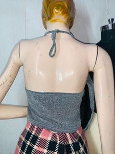 Shimmering Silver Halter Top