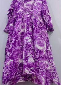 Flowy Purple Paradise Floral Print Kurti💜💫