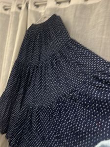 Navy Blue Tiered Maxi Skirt