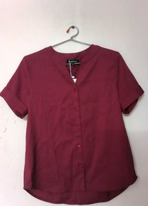 Burgundy Button-Down Top