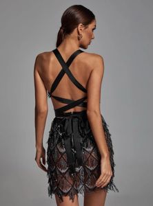 Sequin Fringe Mini Party Dress