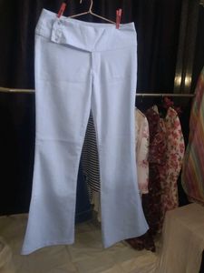 Light Blue Flare Leg Trousers