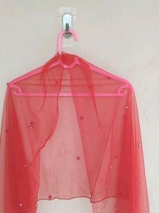 Red Beaded Dupatta