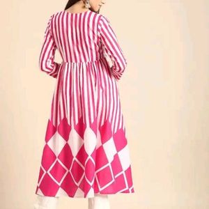 Pink Striped Kurta Set