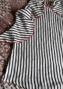 Striped Ruffle Trim Top