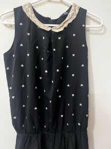Cute Black Romper with Lace Collar
