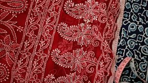 Red Embroidered Kurta Set