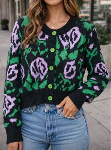 Korean Floral Patterned Cardigan Sweater
