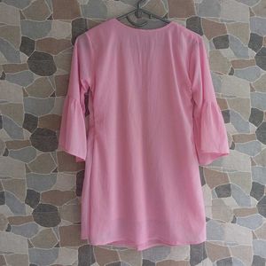 Pink Embroidered Tunic Top