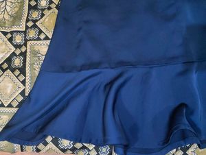 Navy Blue Ruffle Hem Dress