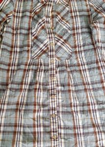 Blue Plaid Long Sleeve Top