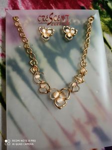 Designer Cream Coloured With AD Stone Jewel Set