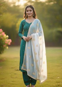 Golden Zari Chiffon Dupatta