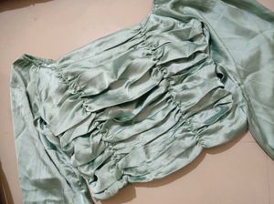 Elegant Mint Green Ruched Top