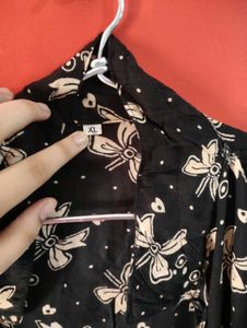 Vintage Black Bow Print Shirt