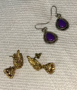 Peacock Jhumka And Purple Stone Jhumk