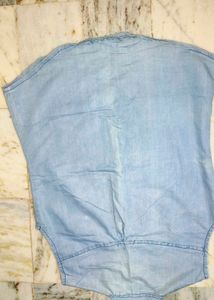 Denim Shirt With Half Sleeves
