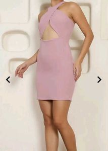 Shein Elegant Lilac Halter Neck Front Cut-Out Mini